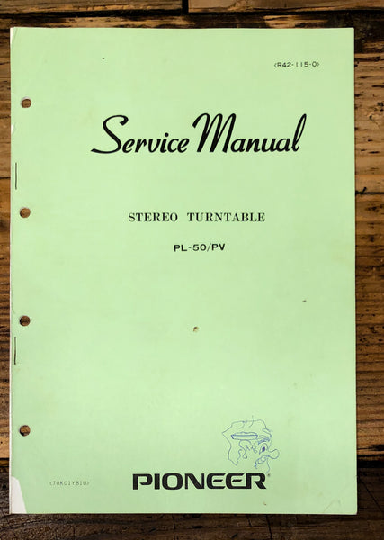Pioneer PL-50 Record Player / Turntable Service Manual *Original*