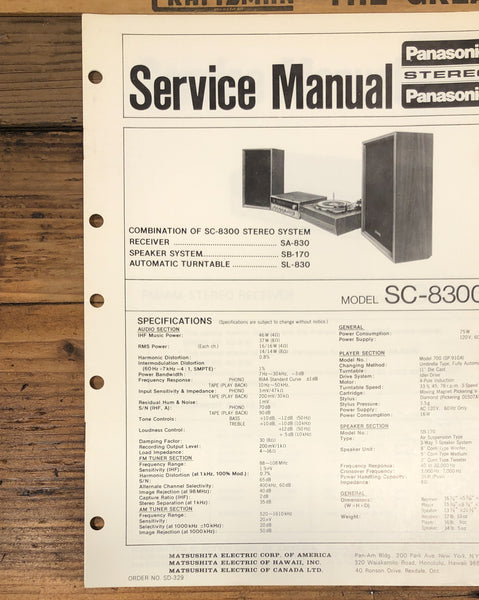 Panasonic SC-8300 Stereo Service Manual *Original*