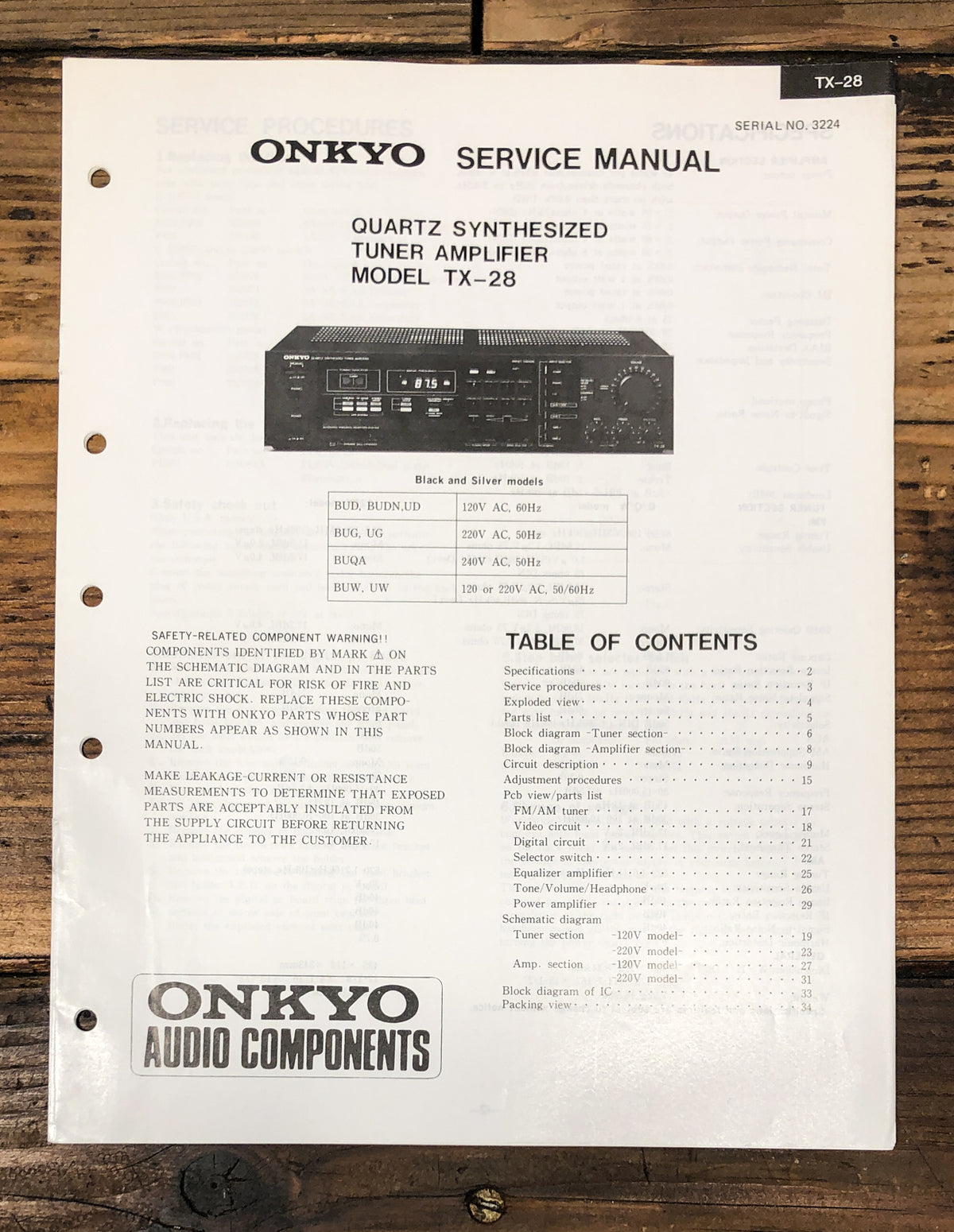 Onkyo TX-28 Receiver  Service Manual *Original*