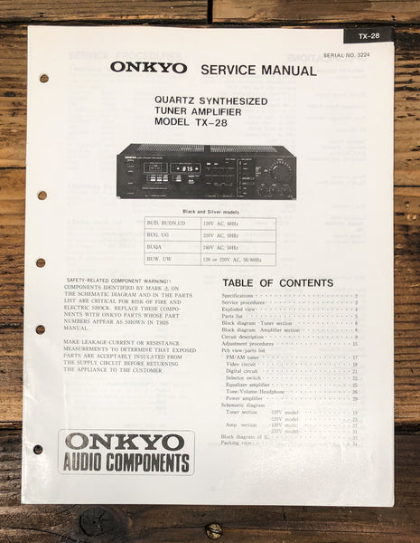 Onkyo TX-28 Receiver  Service Manual *Original*