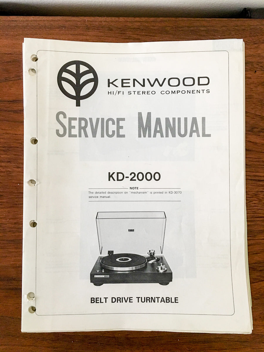 Kenwood KD-2000 Record Player / Turntable Service Manual *Original*
