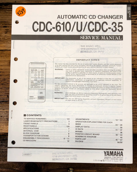Yamaha CDC-610 -610U CDC-35 CD Player  Service Manual *Original*
