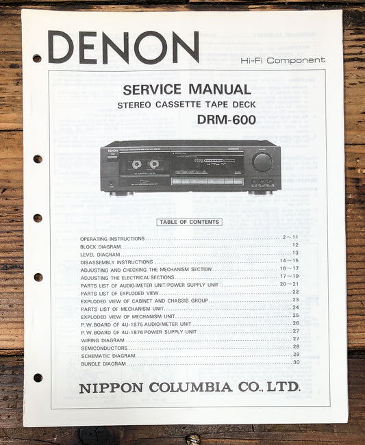 Denon DRM-600 Cassette Service Manual *Original*