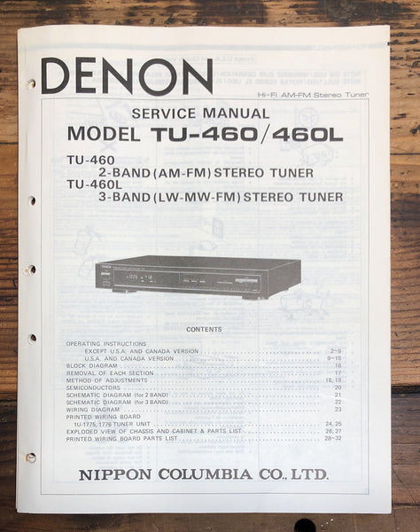 Denon TU-460 TU-460L Tuner  Service Manual *Original*