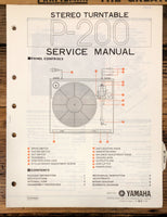 Yamaha P-200 Record Player / Turntable  Service Manual *Original*