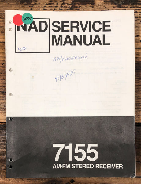 NAD Model 7155 Receiver  Service Manual *Original*