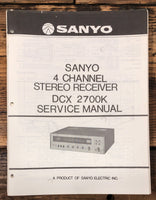 Sanyo DCX2700K DCX 2700K Receiver  Service Manual *Original*