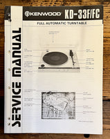 Kenwood KD-33F KD-33FC Record Player / Turntable  Service Manual *Original*