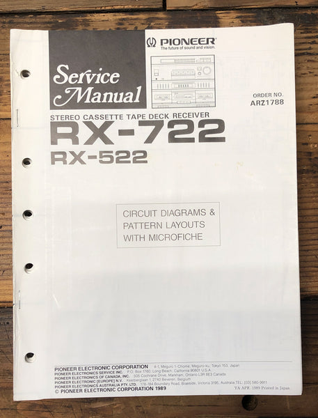 Pioneer RX-522 RX-722 Receiver  Service Manual *Original* #2