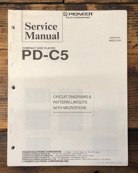 Pioneer PD-C5 CD Player  Service Manual *Original*