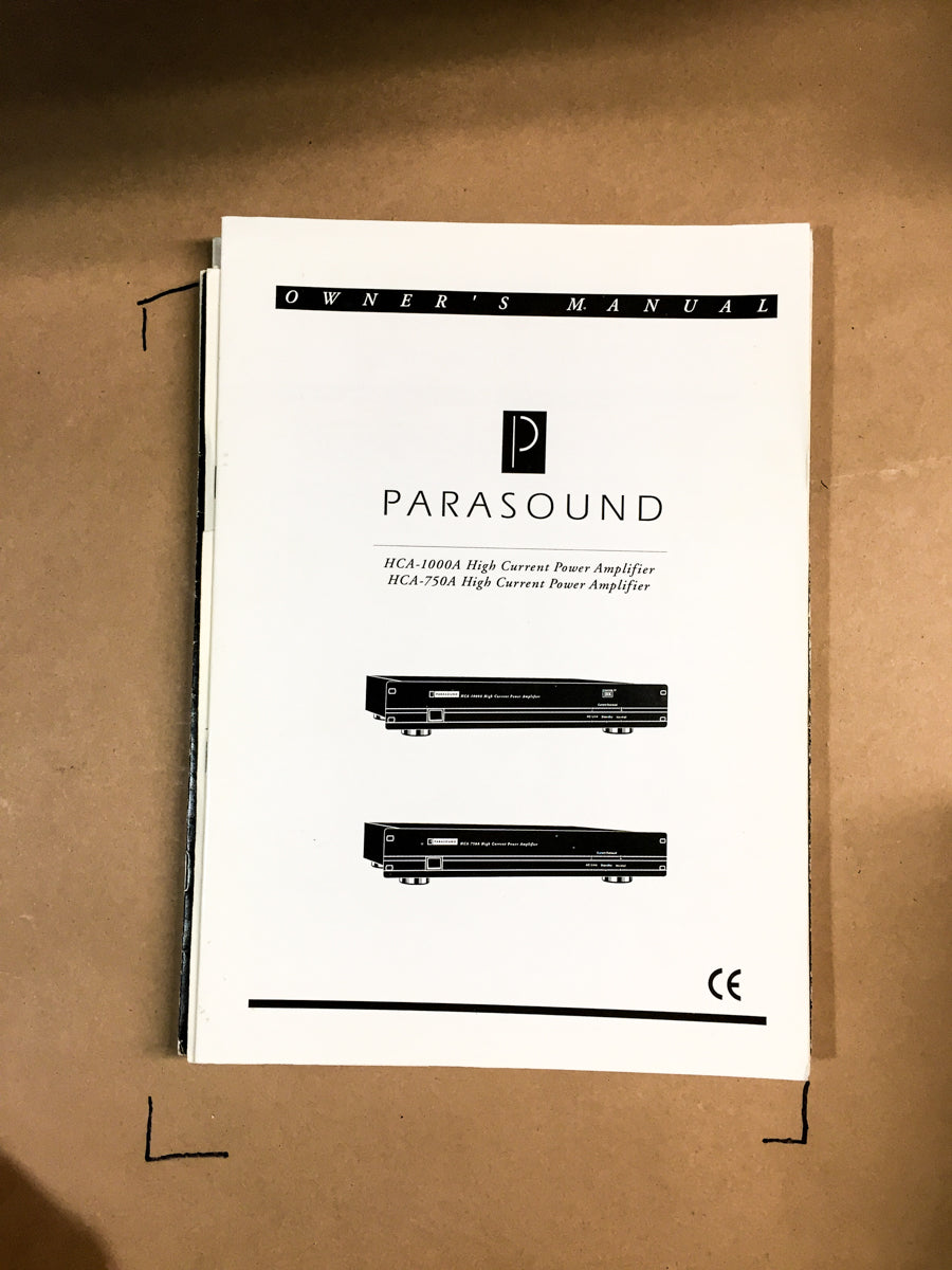 Parasound HCA-1000A / HCA-750A Amp / Preamp Owners Manual *Original*