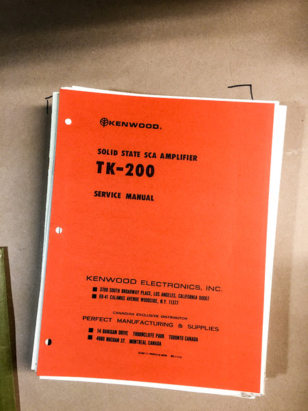 Kenwood TK-200 Amplifier Service Manual *Original*