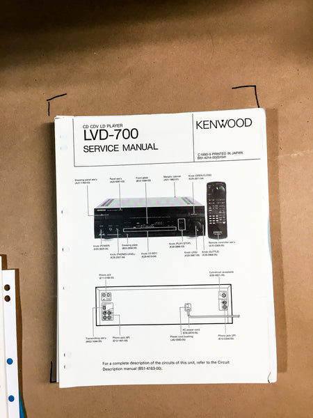 Kenwood LVD-700 #2 Laserdisc Player Service Manual *Original*