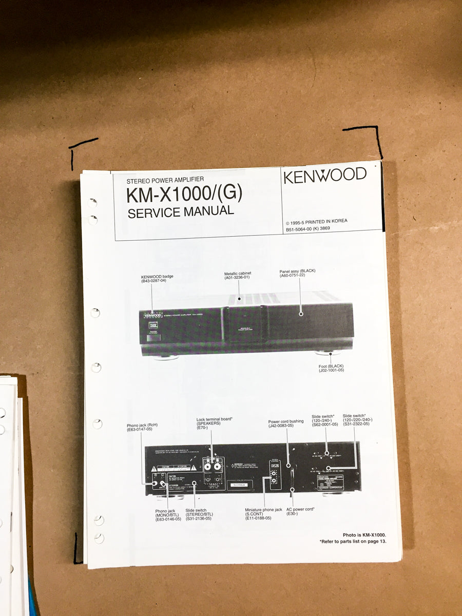 Kenwood KM-X1000 / KM-X1000G Amplifier Service Manual *Original*