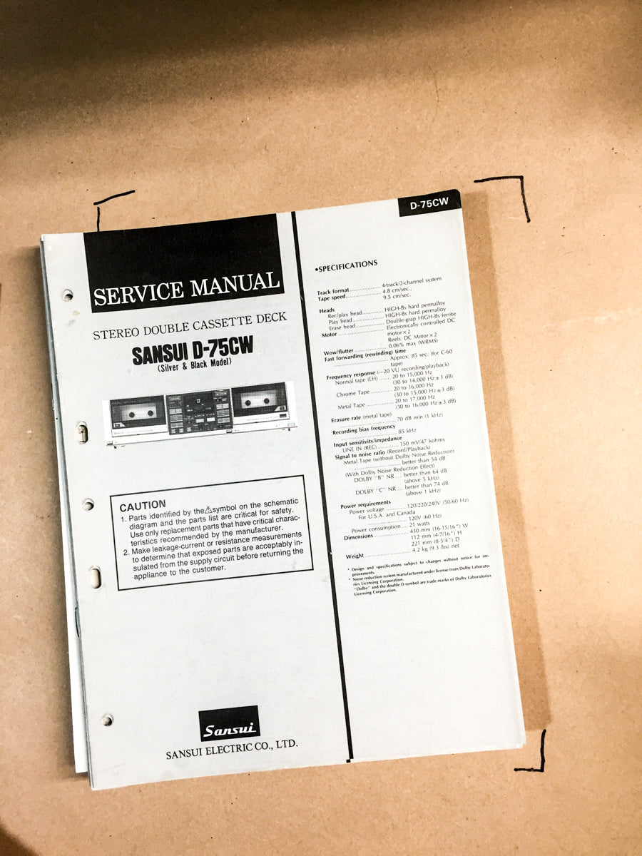 Sansui D-75CW Cassette Deck Service Manual *Original*