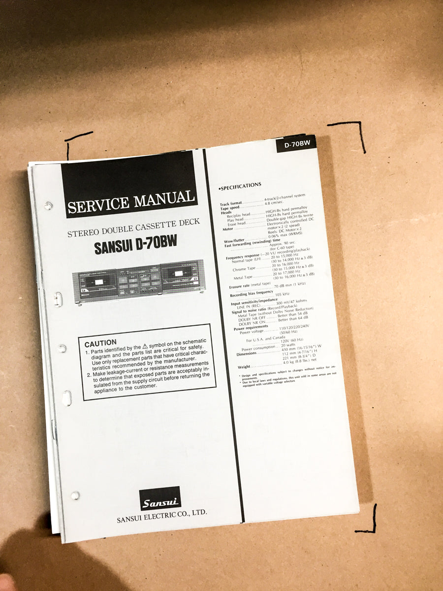 Sansui D-70BW Cassette Deck Service Manual *Original*