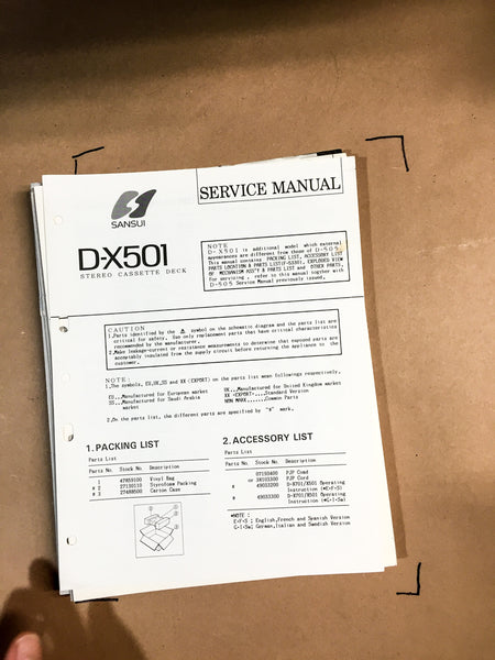 Sansui D-X501  Cassette Deck Service Manual *Original*