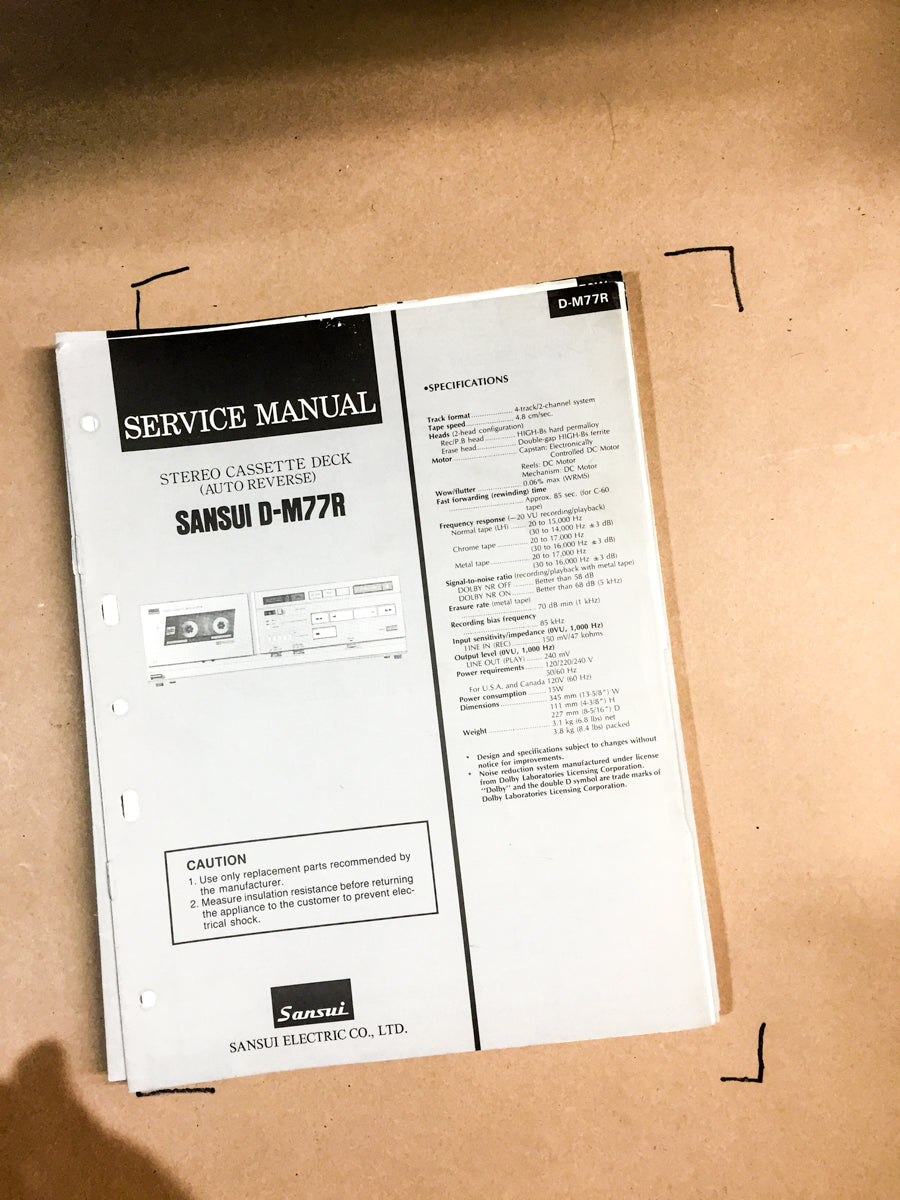 Sansui D-M77R Cassette Deck Service Manual *Original*