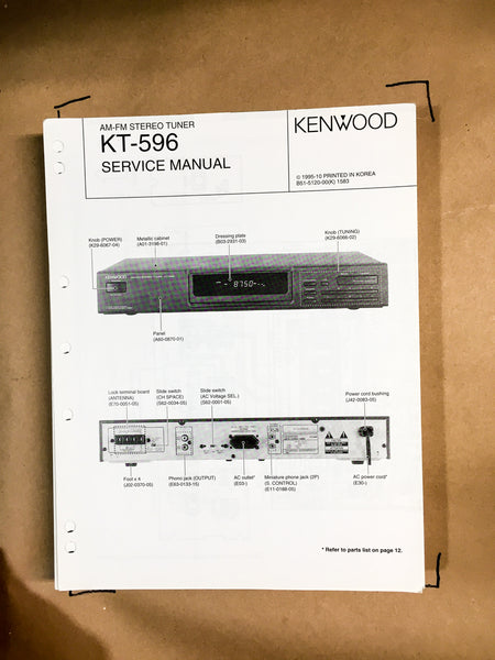 Kenwood KT-596 Tuner Service Manual *Original*