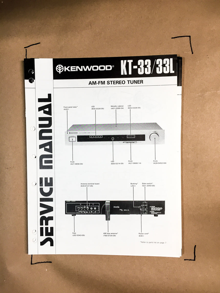 Kenwood KT-33 Tuner Service Manual *Original*