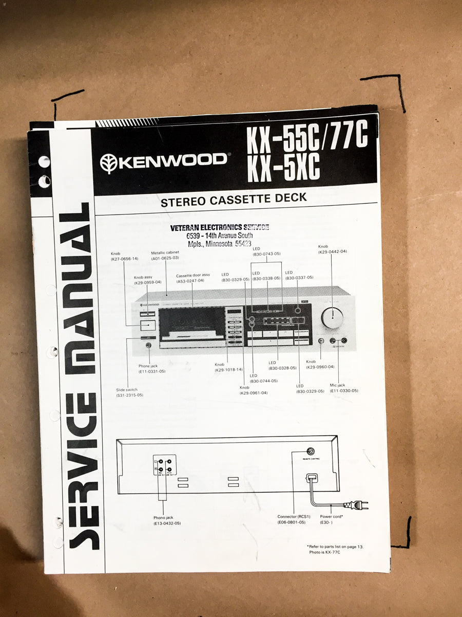 Kenwood KX-55C / KX-77C / KX-5XC Cassette Service Manual *Original*