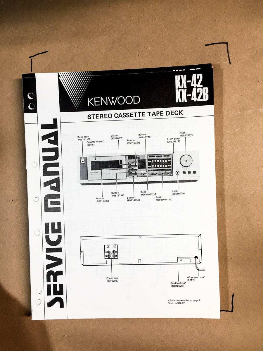 Kenwood KX-42 / 42B Cassette Service Manual *Original*