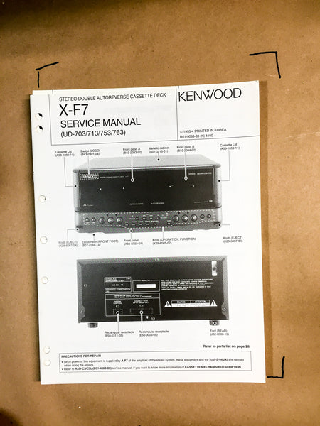 Kenwood X-F7 Cassette Service Manual *Original*