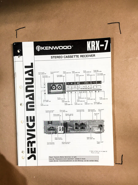 Kenwood KRX-7 #1 Cassette Service Manual *Original*