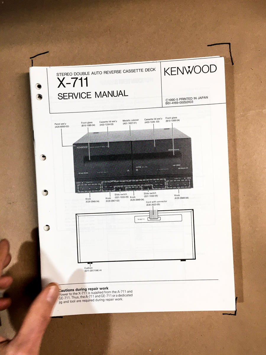 Kenwood X-711 Cassette Service Manual *Original*