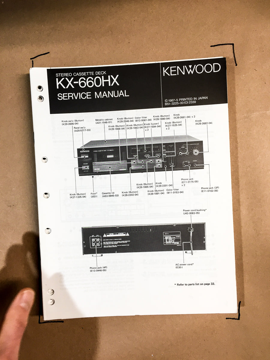 Kenwood KX-660HX Cassette Service Manual *Original*