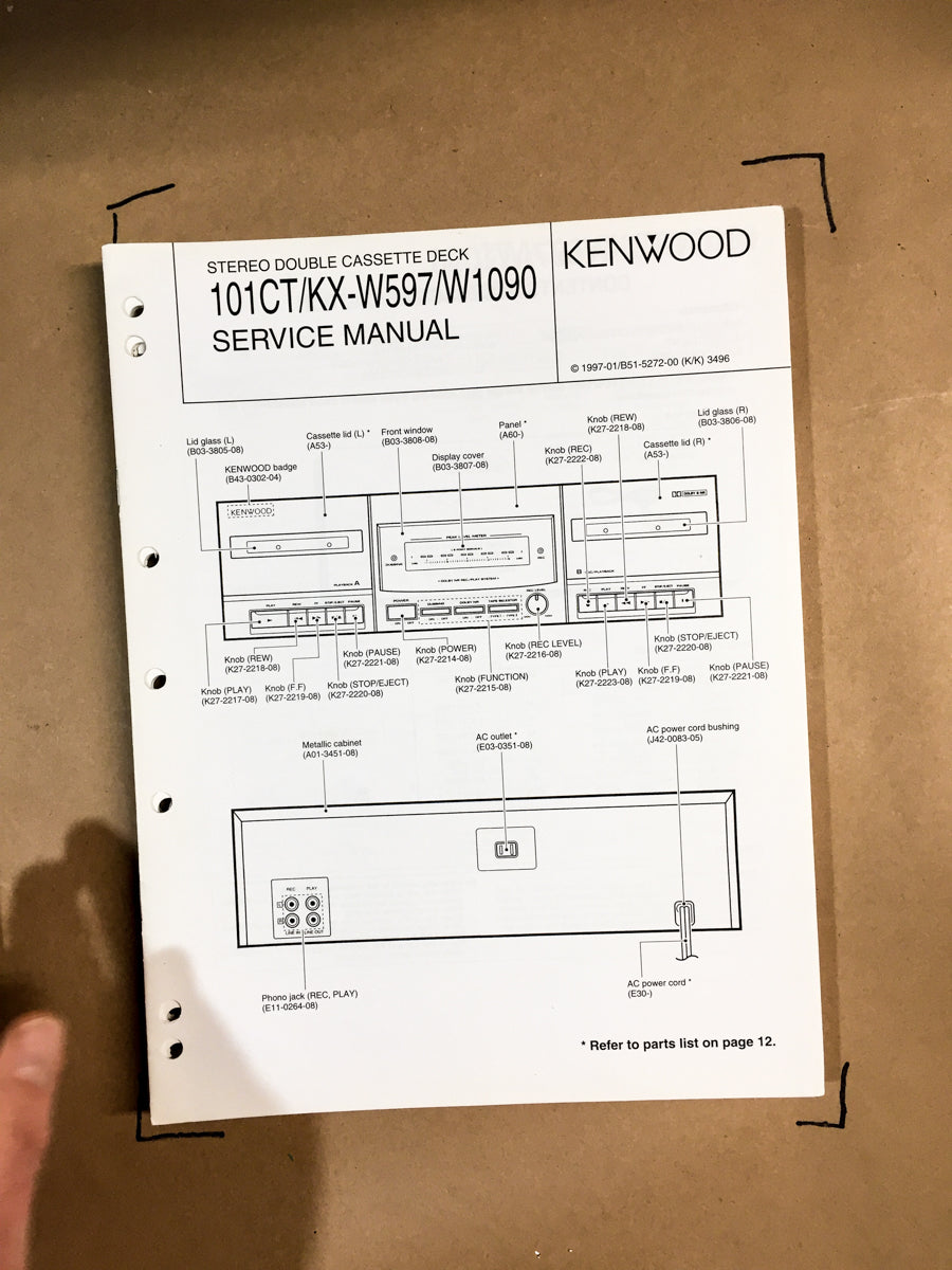 Kenwood KX-W597 / W1090 Cassette Service Manual *Original*