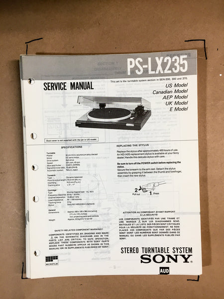 Sony PS-LX235 Turntable Service Manual *Original*