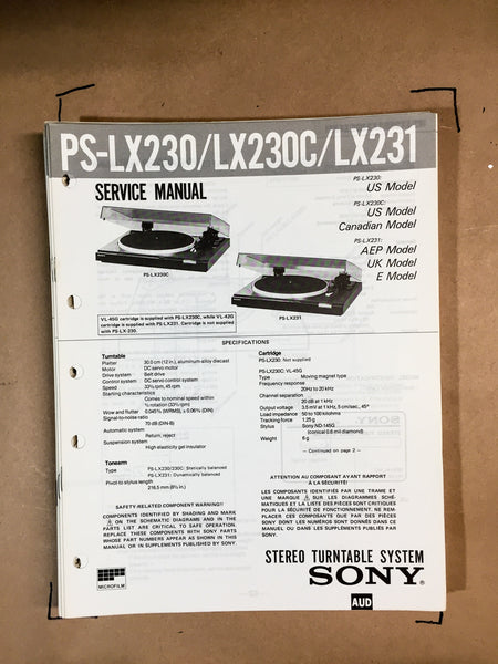 Sony PS-LX230 / PS-LX231 Turntable Service Manual *Original*