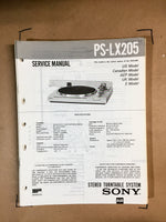 Sony PS-LX205 Turntable Service Manual *Original*