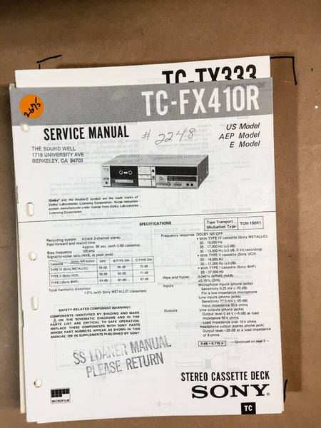 Sony TC-FX410R Service Manual *Original*