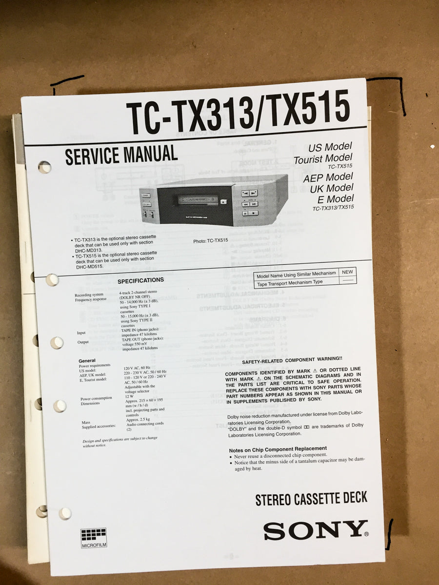 Sony TC-TX313 / TC-TX515 Service Manual *Original*