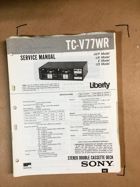 Sony TC-V77WR Service Manual *Original*