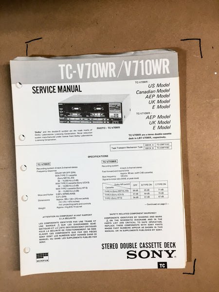 Sony TC-V70WR / TC-V710WR Service Manual *Original*