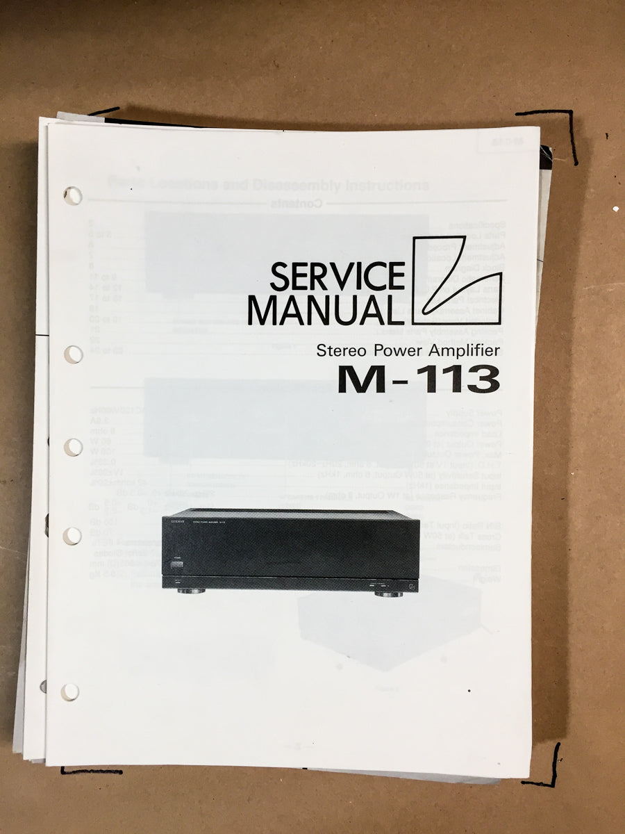 Luxman M-113 Amplifier Service Manual *Original* #2
