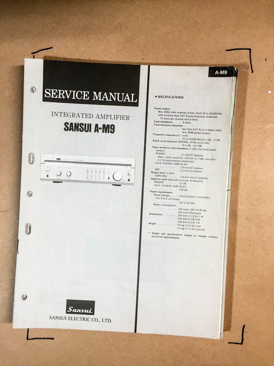 Sansui A-M9 Integrated Amplifier Service Manual *Original*