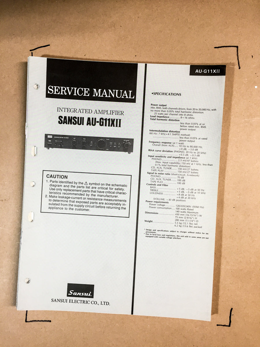 Sansui AU-G11X II / 2 Integrated Amplifier Service Manual *Original*