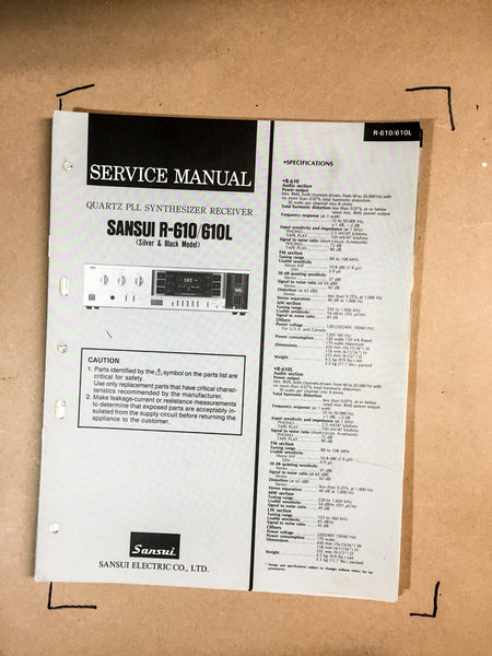 Sansui R-610 / R-610L Stereo Receiver Service Manual *Original*