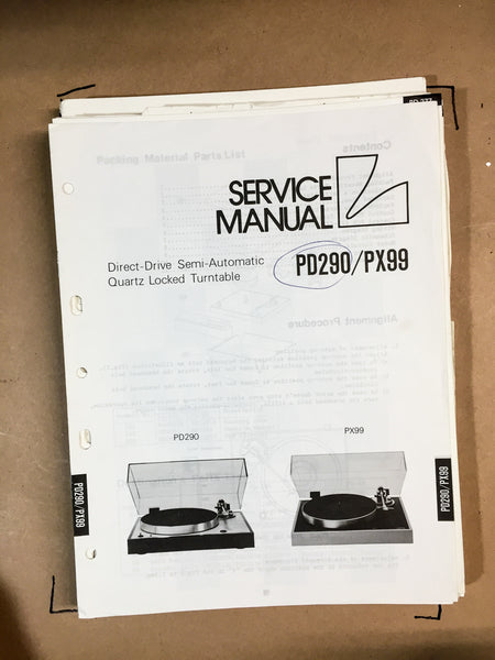 Luxman PD290 / PX99 Turntable Service Manual *Original*