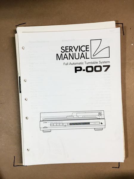Luxman P-007  Turntable Service Manual *Original*