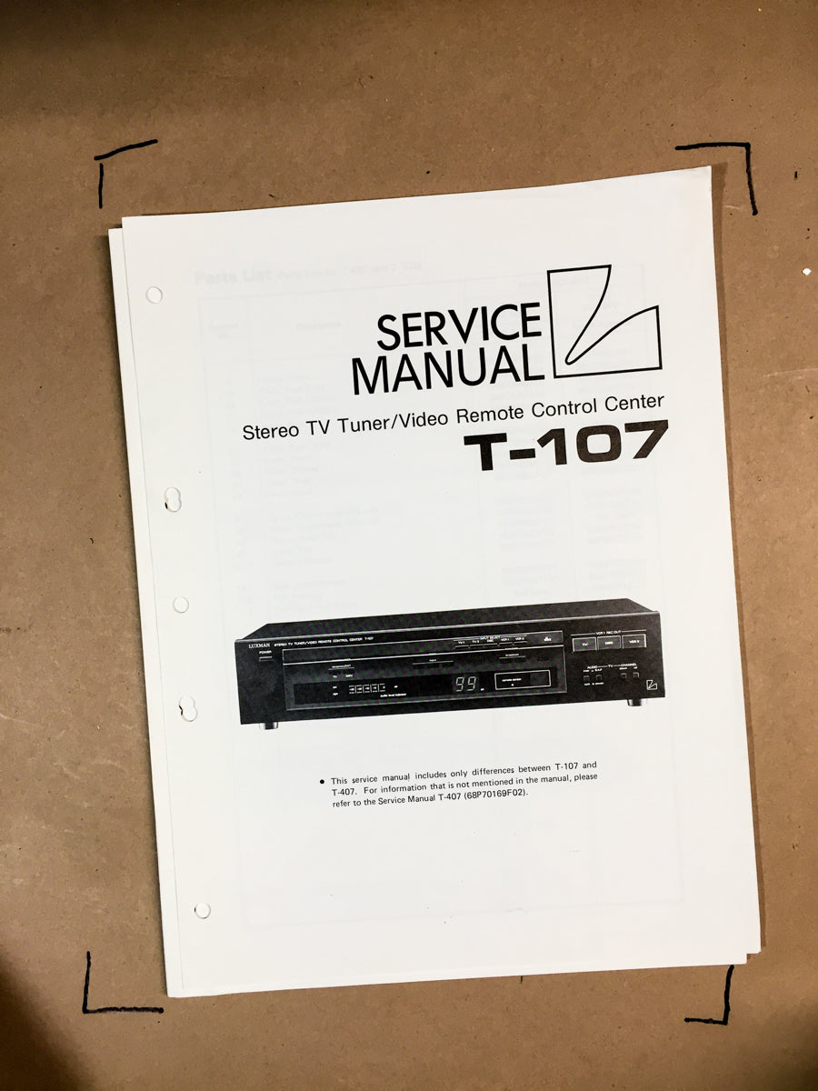 Luxman T-107  Tuner Service Manual *Original*