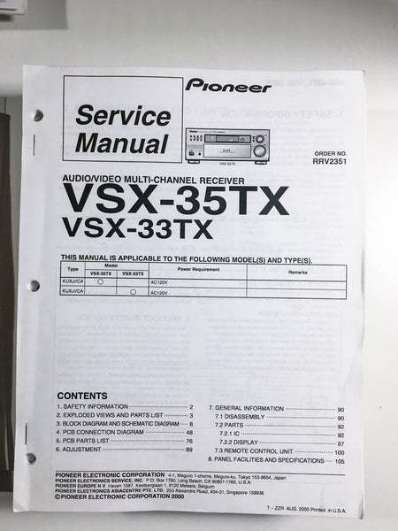 Pioneer VSX-35TX VSX-33TX Receiver Service Manual *Original*