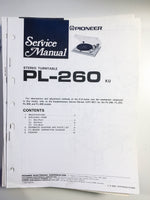 Pioneer PL-260 Turntable Service Manual *Original*