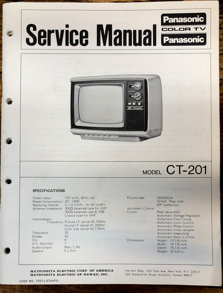 Panasonic CT-201 TV / Television  Service Manual *Original*