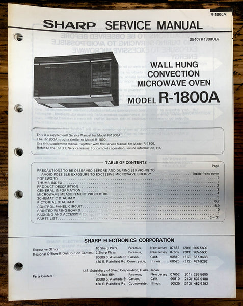 Microwave Service Manual *Original* – Vintage Audio Store - Vintage ...
