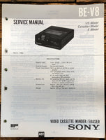 Sony BCA-V8 VHS Rewinder  Service Manual *Original*